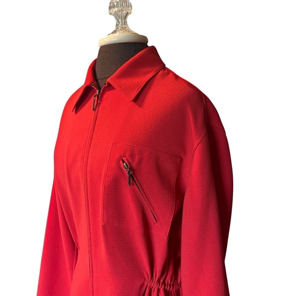 Emanuel Ungaro Red Zip Blazer Vintage Medium Made In Hong Kong - Picture 2 of 8